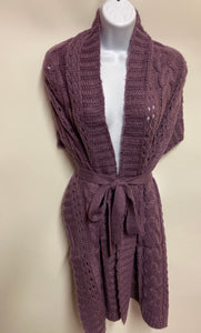 cable knit shawl with strap