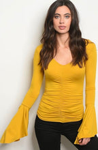 Load image into Gallery viewer, Bell Sleeve Mustard Top