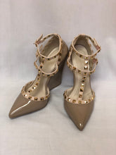Load image into Gallery viewer, Nude Studded Wedge Heels
