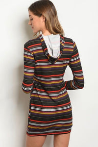 Black Muti Color Stripe Dress