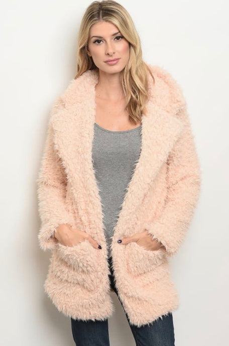 Blush Teddy Faux Fur Coat